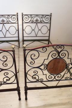 19th Century Italian Antique Wrought Iron Pair of Single Beds - 3370584