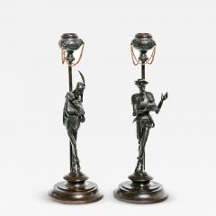 19th Century Italian Bronze Candlesticks A Pair - 1554633