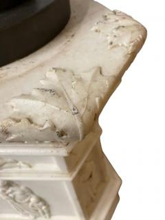 19th Century Italian Carrara Marble Pedestal Neoclassical Carvings Figural - 3445792