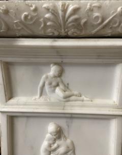19th Century Italian Carrara Marble Pedestal Neoclassical Carvings Figural - 3445795