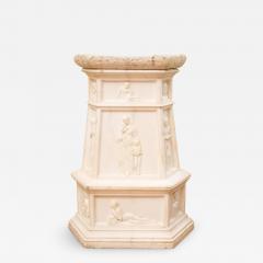 19th Century Italian Carrara Marble Pedestal Neoclassical Carvings Figural - 3446821