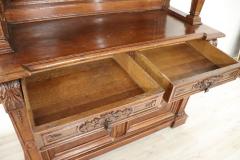 19th Century Italian Carved Oak Wood Majestic Antique Sideboard 1850s - 2372445