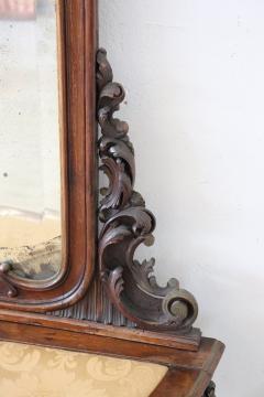 19th Century Italian Carved Walnut Antique Console Table with Mirror - 2246356