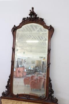 19th Century Italian Carved Walnut Antique Console Table with Mirror - 2246358