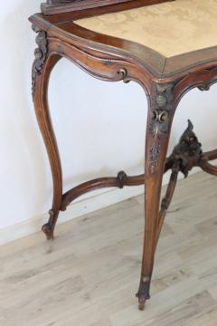 19th Century Italian Carved Walnut Antique Console Table with Mirror - 2246361