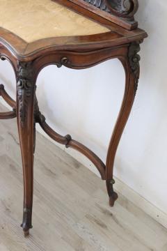 19th Century Italian Carved Walnut Antique Console Table with Mirror - 2246369