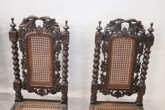 19th Century Italian Carved Walnut Dining Chairs with Vienna Straw Set of 4 - 3229278