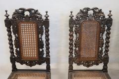 19th Century Italian Carved Walnut Dining Chairs with Vienna Straw Set of 4 - 3229279