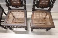 19th Century Italian Carved Walnut Dining Chairs with Vienna Straw Set of 4 - 3229280