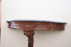 19th Century Italian Carved Wood Antique Console Table with Marble Top - 2423713