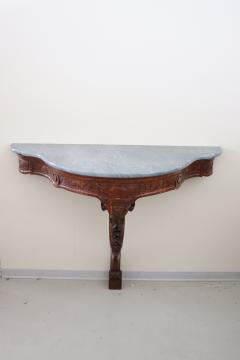 19th Century Italian Carved Wood Antique Console Table with Marble Top - 2423714