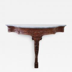 19th Century Italian Carved Wood Antique Console Table with Marble Top - 2424723