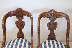 19th Century Italian Charles X Carved Walnut Set of Four Antique Chairs - 3555681