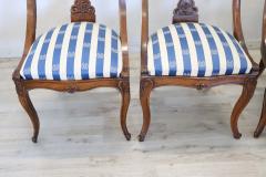 19th Century Italian Charles X Carved Walnut Set of Four Antique Chairs - 3555682