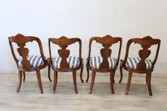 19th Century Italian Charles X Carved Walnut Set of Four Antique Chairs - 3555685