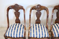 19th Century Italian Charles X Carved Walnut Set of Four Antique Chairs - 3555720