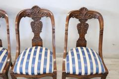 19th Century Italian Charles X Carved Walnut Set of Four Antique Chairs - 3555721