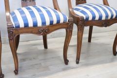 19th Century Italian Charles X Carved Walnut Set of Four Antique Chairs - 3555722