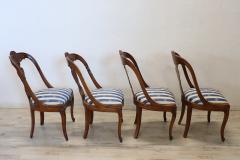 19th Century Italian Charles X Carved Walnut Set of Four Antique Chairs - 3555725