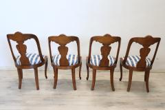 19th Century Italian Charles X Carved Walnut Set of Four Antique Chairs - 3555726