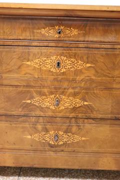 19th Century Italian Charles X Inlaid Walnut Antique Chest of Drawers Restored - 4194853