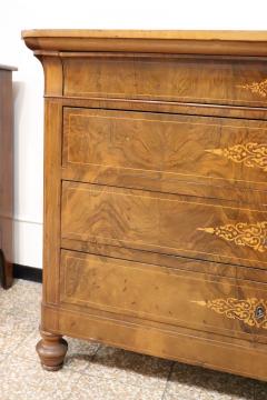 19th Century Italian Charles X Inlaid Walnut Antique Chest of Drawers Restored - 4194854