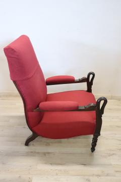 19th Century Italian Charles X Walnut Antique Armchair - 2680331