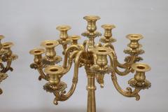 19th Century Italian Gilt Bronze Pair of Antique Candelabras with Twelve Lights - 3615250