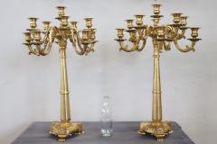 19th Century Italian Gilt Bronze Pair of Antique Candelabras with Twelve Lights - 3615252