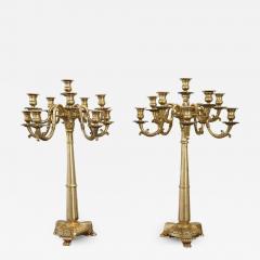 19th Century Italian Gilt Bronze Pair of Antique Candelabras with Twelve Lights - 3616341