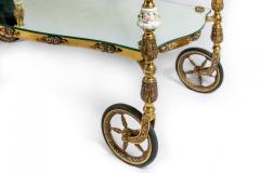 19th Century Italian Handmade Bronze Serving Table Cart with Capodimonte - 3021051
