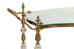 19th Century Italian Handmade Bronze Serving Table Cart with Capodimonte - 3021052