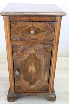 19th Century Italian Inlaid Walnut Pair of Antique Nightstands - 3376611