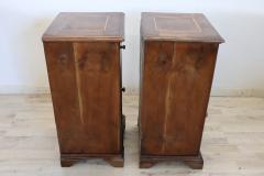 19th Century Italian Inlaid Walnut Pair of Antique Nightstands - 3376614