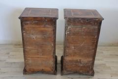 19th Century Italian Inlaid Walnut Pair of Antique Nightstands - 3376615