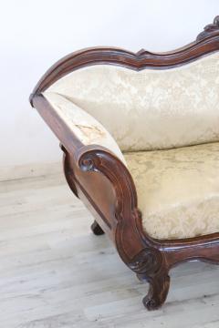 19th Century Italian Louis Philippe Carved Walnut Antique Settee - 3591391