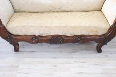 19th Century Italian Louis Philippe Carved Walnut Antique Settee - 3591393