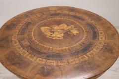 19th Century Italian Louis Philippe Inlaid Walnut Antique Round Center Table - 2691984