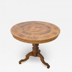 19th Century Italian Louis Philippe Inlaid Walnut Antique Round Center Table - 2693276