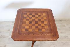 19th Century Italian Louis Philippe Inlay Walnut Chess Table or Side Table - 2670486