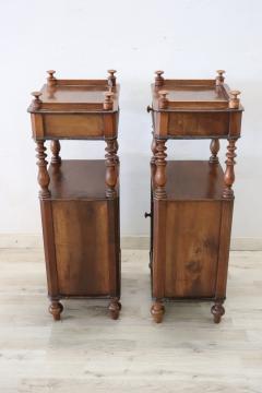 19th Century Italian Louis Philippe Pair of Antique Nightstands in Solid Walnut - 3658546