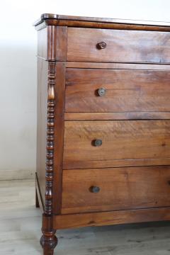 19th Century Italian Louis Philippe Solid Walnut Antique Chest of Drawers - 3914340