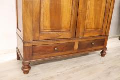 19th Century Italian Louis Philippe Solid Walnut Antique Wardrobe or Armoire - 2963099