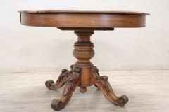 19th Century Italian Louis Philippe Solid Walnut Round Extendable Dining Table - 3894840