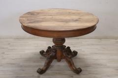 19th Century Italian Louis Philippe Solid Walnut Round Extendable Dining Table - 3894841