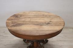 19th Century Italian Louis Philippe Solid Walnut Round Extendable Dining Table - 3894842