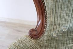 19th Century Italian Louis Philippe Walnut Antique Armchair with Velvet Seat - 2550584