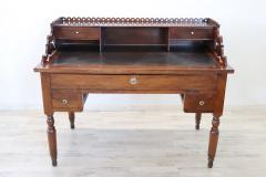 19th Century Italian Louis Philippe Walnut Wood Writing Desk - 3080833