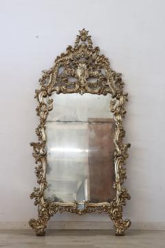19th Century Italian Louis XV Style Carved Wood and Mecca Large Wall Mirror - 2205715