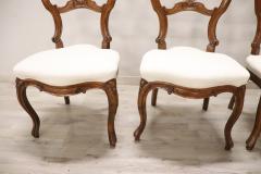 19th Century Italian Louis philippe Carved Walnut Set of Four Antique Chairs - 3968686